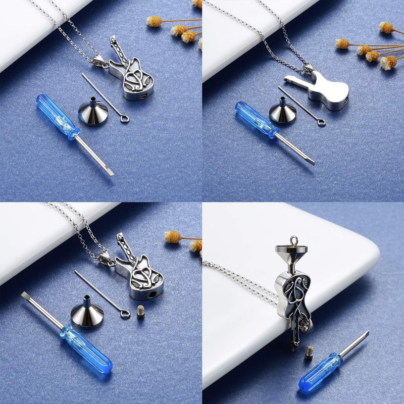 MANBU 925 Sterling Silver Guitar Cremation Jewelry for Ash - Guitar Locket Urn Necklace Musical Memorial Pendant Bereavement Keepsake Gift for Loss of Guitarist or Music Lover (guitar Urn holds ashes) - Image 5